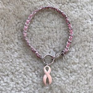 Avon Pink Ribbon Breast Cancer Awareness 7” Bracelet with Pink Ribbon Charm